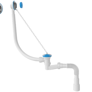Сифон для ванны низкий, с пластмассовой цепочкой 25 шт в коробке 1521