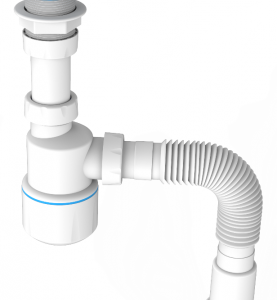 Сифон для умывальника с механизмом click-cluck, гайка 32 мм, выход гибкая труба 1 1/4"- 40/50мм